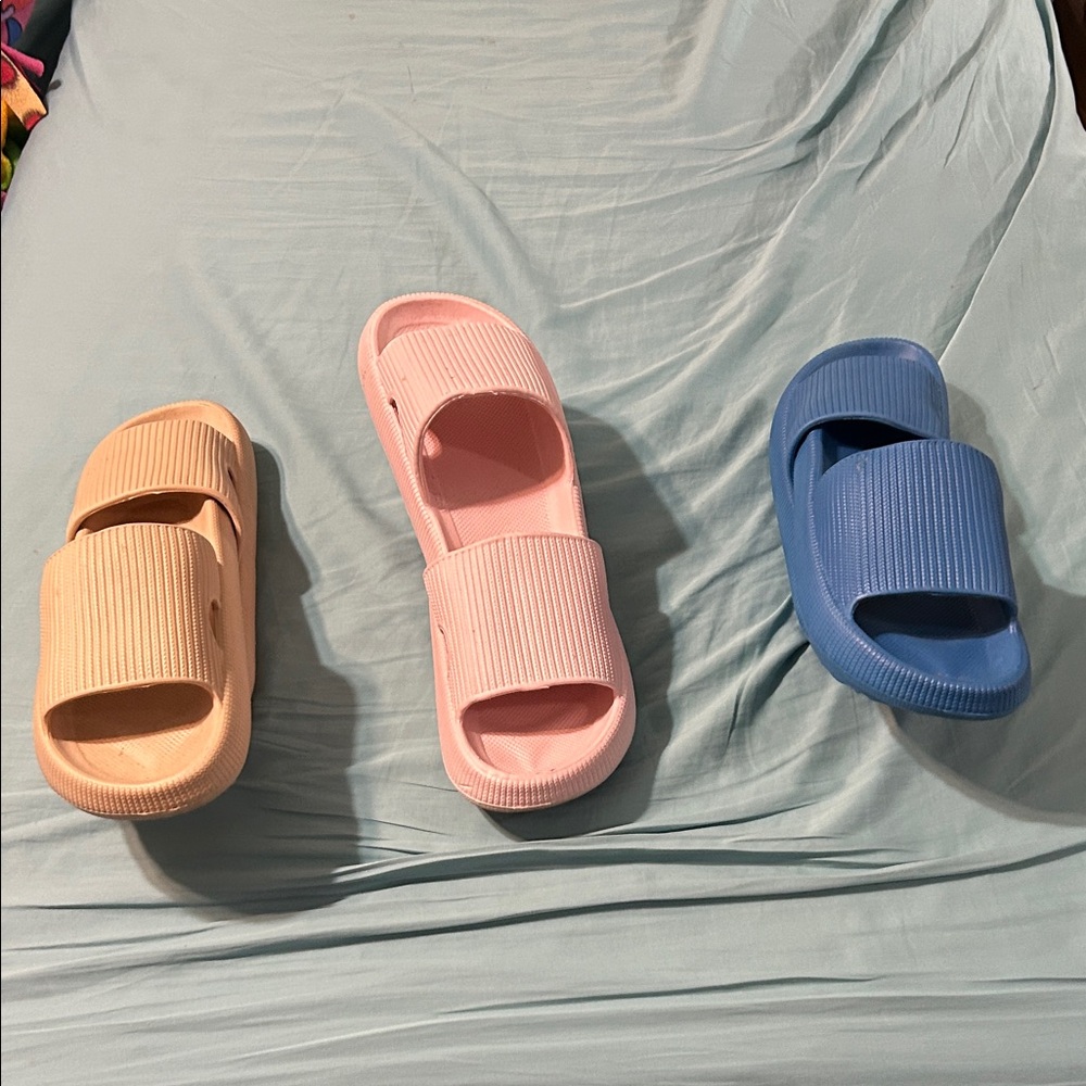 Comfortable Women's Slippers - Pink, Blue, and Tan